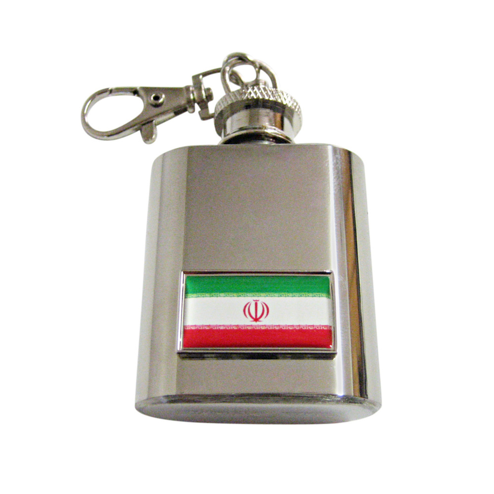 Thin Bordered Iran Flag Keychain Flask - image 1